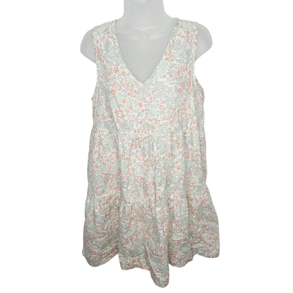 Joie Women’s 100% Linen Floral Mini Dress Oversized Small Cottagecore Sleeveless